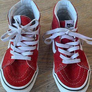 Vans Sk8-Hi Red Suede High Top Sneakers Kids Size 13.5